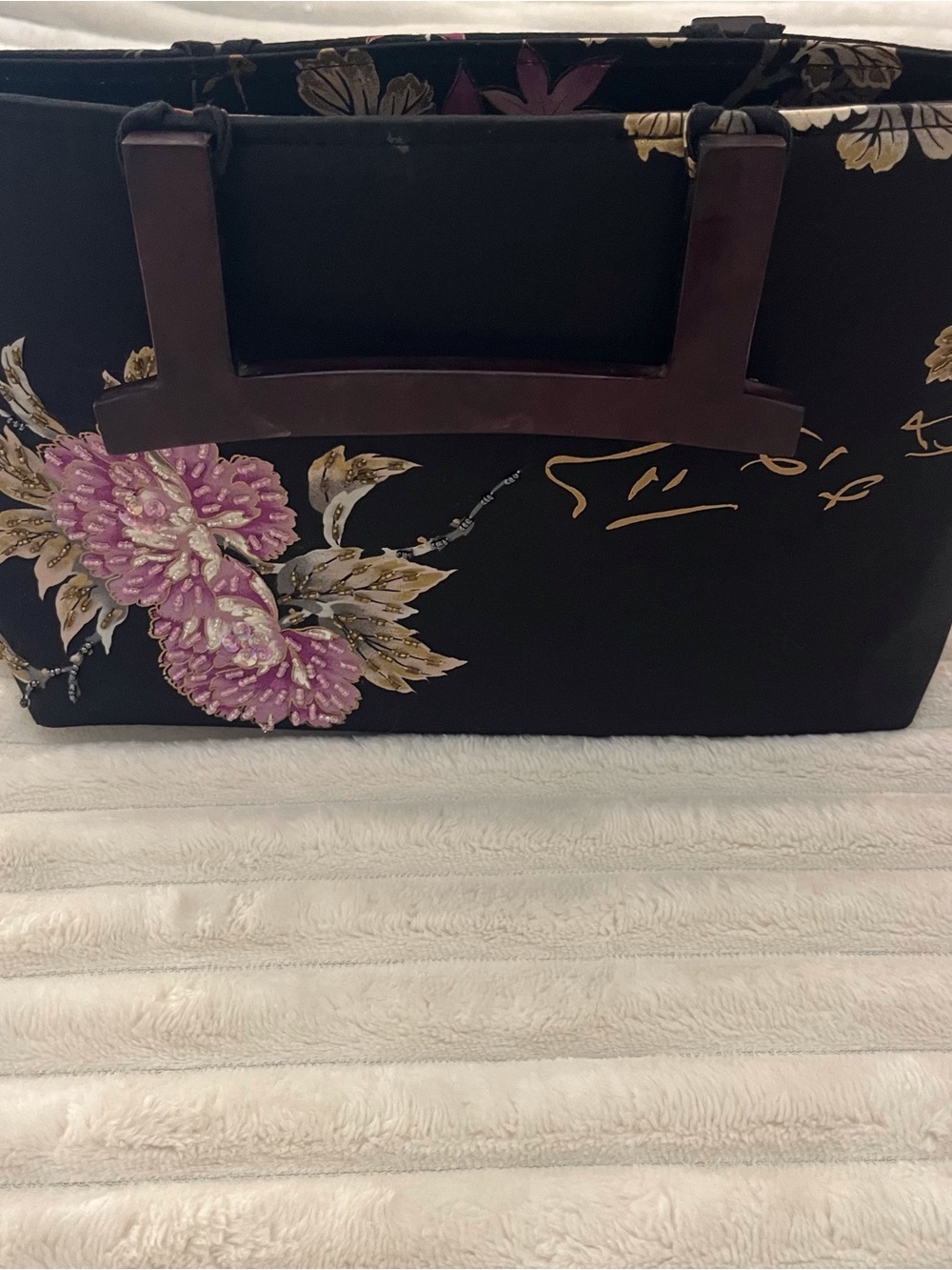 Japanese / Asian Lacquer Inspired Handbag With Iconic Rigid Handles